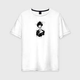 Женская футболка хлопок Oversize с принтом Спайк черно-белое в Новосибирске, 100% хлопок | свободный крой, круглый ворот, спущенный рукав, длина до линии бедер
 | аниме | надписи | спайк | спокойствие | черно белое