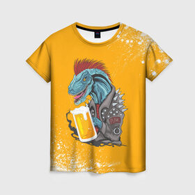 Женская футболка 3D с принтом Пивозавр - Взрыв в Новосибирске, 100% полиэфир ( синтетическое хлопкоподобное полотно) | прямой крой, круглый вырез горловины, длина до линии бедер | dinosaur | pivo | pivozavr | взрыв | динозавр | краска | прикол