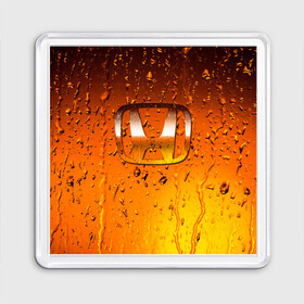 Магнит 55*55 с принтом Honda капли дождя в Новосибирске, Пластик | Размер: 65*65 мм; Размер печати: 55*55 мм | auto | car | honda | motor | sport | sport car | авто | авто бренды | вода | дождь | капли | машина | спорт | спорт кар | хонда