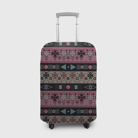 Чехол для чемодана 3D с принтом Этнический полосатый орнамент в Новосибирске, 86% полиэфир, 14% спандекс | двустороннее нанесение принта, прорези для ручек и колес | абстрактный | африканский узор | геометрический узор | орнамент | полосы | текстура | шаблон