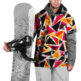Накидка на куртку 3D с принтом Разноцветные треугольники в Новосибирске, 100% полиэстер |  | Тематика изображения на принте: абстрактный | геометрические фигуры | геометрический узор | желтый | красный | полигональный | разноцветный | треугольники | черный