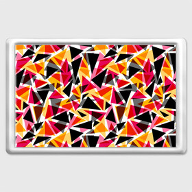 Магнит 45*70 с принтом Разноцветные треугольники в Новосибирске, Пластик | Размер: 78*52 мм; Размер печати: 70*45 | Тематика изображения на принте: абстрактный | геометрические фигуры | геометрический узор | желтый | красный | полигональный | разноцветный | треугольники | черный