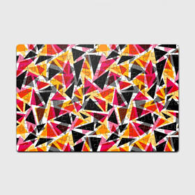 Головоломка Пазл магнитный 126 элементов с принтом Разноцветные треугольники в Новосибирске, полимерный материал с магнитным слоем | 126 деталей, размер изделия —  180*270 мм | абстрактный | геометрические фигуры | геометрический узор | желтый | красный | полигональный | разноцветный | треугольники | черный