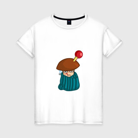 Женская футболка хлопок с принтом Больной в Новосибирске, 100% хлопок | прямой крой, круглый вырез горловины, длина до линии бедер, слегка спущенное плечо | Тематика изображения на принте: mushroom | болезнь | градусник | гриб | клизма | мультяшка | плед | смайл