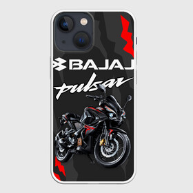 Чехол для iPhone 13 mini с принтом BAJAJ PULSAR   БАДЖАДЖ ПУЛЬСАР в Новосибирске,  |  | avenger. | bajaj | boxer | dominar | motorcycle | motosport | pulsar | racing | speed | sport | баджадж | байк | гонки | двигатель | мото | мотокросс | мотоспорт | мототриал | мотоцикл | скорость | спорт
