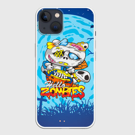 Чехол для iPhone 13 с принтом Hello Zombies в Новосибирске,  |  | hello kitty | hello zombies | зомбак | зомби | китти | ужасы | хеллоуин | хэллоуин