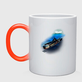 Кружка хамелеон с принтом Подводная лодка в Новосибирске, керамика | меняет цвет при нагревании, емкость 330 мл | Тематика изображения на принте: день вмф | иллюстрация | лодка | море | моряк | подводник