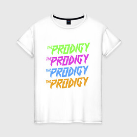 Женская футболка хлопок с принтом The Prodigy в Новосибирске, 100% хлопок | прямой крой, круглый вырез горловины, длина до линии бедер, слегка спущенное плечо | alternative | dj | electo | music | prodigy | альтернатива | музыка | продиджи | продижи | электроника