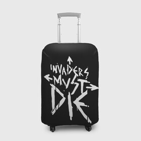 Чехол для чемодана 3D с принтом Invaders must die в Новосибирске, 86% полиэфир, 14% спандекс | двустороннее нанесение принта, прорези для ручек и колес | alternative | dj | electo | music | prodigy | альтернатива | музыка | продиджи | продижи | электроника
