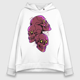 Женское худи Oversize хлопок с принтом Pink punk skulls в Новосибирске, френч-терри — 70% хлопок, 30% полиэстер. Мягкий теплый начес внутри —100% хлопок | боковые карманы, эластичные манжеты и нижняя кромка, капюшон на магнитной кнопке | pink | punk | rock | skull | skulls | байкер | рок | череп | черепа