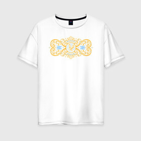Женская футболка хлопок Oversize с принтом Soaring Dreams в Новосибирске, 100% хлопок | свободный крой, круглый ворот, спущенный рукав, длина до линии бедер
 | винтаж | леттеринг | логотип | мечта | орёл | орнамент