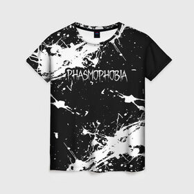 Женская футболка 3D с принтом Phasmophobia  краска в Новосибирске, 100% полиэфир ( синтетическое хлопкоподобное полотно) | прямой крой, круглый вырез горловины, длина до линии бедер | horror | phasmophobia | игра | пхасмафобия | пхасмофобия | фазмофобия | фасмофобия | хоррор