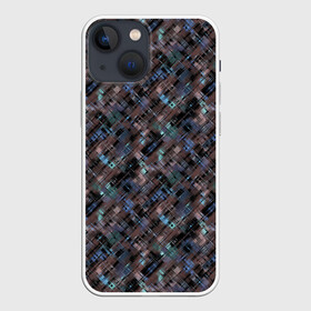 Чехол для iPhone 13 mini с принтом Коричневый абстрактный узор в Новосибирске,  |  | абстрактный | камуфляжный | милитари | мужской | пестрый | темно коричневый | штрихи