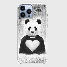 Чехол для iPhone 13 Pro Max с принтом Панда Любовь Сердце Меланж в Новосибирске,  |  | animals | beast | panda | глаза | животные | звери | краски | любовь | меланж | милые | панда | пятна | растения | сердце | серый | цветы | чб | эвкалипт