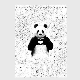 Скетчбук с принтом Панда Любовь Сердце Брызги в Новосибирске, 100% бумага
 | 48 листов, плотность листов — 100 г/м2, плотность картонной обложки — 250 г/м2. Листы скреплены сверху удобной пружинной спиралью | animals | beast | panda | брызги | глаза | животные | звери | краски | любовь | милые | панда | пятна | растения | сердце | серый | точки | цветы | чб | эвкалипт