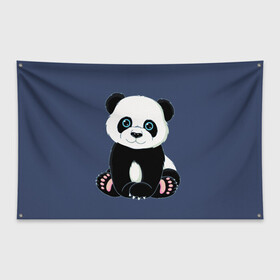 Флаг-баннер с принтом Милая Панда (Sweet Panda) в Новосибирске, 100% полиэстер | размер 67 х 109 см, плотность ткани — 95 г/м2; по краям флага есть четыре люверса для крепления | animals | beast | panda | глаза | детям | животные | звери | лапки | милые | мульт | панда | растения | цветы | эвкалипт