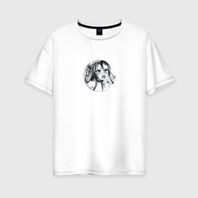 Женская футболка хлопок Oversize с принтом Аниме ахегао в Новосибирске, 100% хлопок | свободный крой, круглый ворот, спущенный рукав, длина до линии бедер
 | ahegao | anime | manga | аниме | ахегао | манга | тян | черно белое