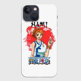 Чехол для iPhone 13 mini с принтом Нами One Piece. Большой куш в Новосибирске,  |  | Тематика изображения на принте: anime | manga | one piece | аниме | большой куш | ван пис | великий флот соломенной шляпы | вон пис | девушка с рыжими волосами | король пиратов | кошка воровка | манга | навигатор | нами | намидзо | о нами