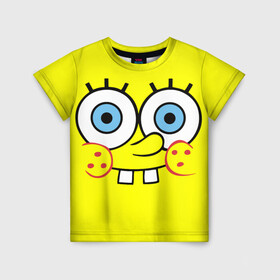 Детская футболка 3D с принтом Губка БОБ в Новосибирске, 100% гипоаллергенный полиэфир | прямой крой, круглый вырез горловины, длина до линии бедер, чуть спущенное плечо, ткань немного тянется | губка боб | желтый | квадратные штаны | мультфильм | смайлик. | спанч боб