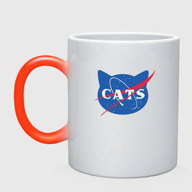 Кружка хамелеон с принтом Cats NASA в Новосибирске, керамика | меняет цвет при нагревании, емкость 330 мл | animal | cat | cute | kitty | meow | nasa | space | друг | животные | киска | кися | китти | космос | кот | котенок | котик | котэ | кошечка | кошка | мур | мяу | питомец