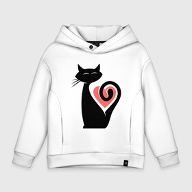 Детское худи Oversize хлопок с принтом Heart Cat в Новосибирске, френч-терри — 70% хлопок, 30% полиэстер. Мягкий теплый начес внутри —100% хлопок | боковые карманы, эластичные манжеты и нижняя кромка, капюшон на магнитной кнопке | Тематика изображения на принте: animal | cat | cute | kitty | meow | друг | животные | киска | кися | китти | кот | котенок | котик | котэ | кошечка | кошка | мур | мяу | питомец | сердце