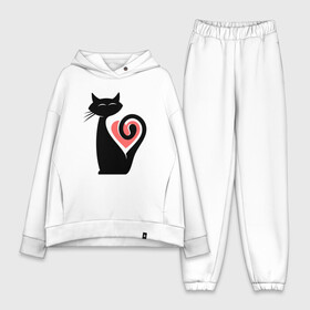 Женский костюм хлопок Oversize с принтом Heart Cat в Новосибирске,  |  | animal | cat | cute | kitty | meow | друг | животные | киска | кися | китти | кот | котенок | котик | котэ | кошечка | кошка | мур | мяу | питомец | сердце