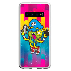 Чехол для Samsung Galaxy S10 с принтом Crazy Bomberman в Новосибирске, Силикон | Область печати: задняя сторона чехла, без боковых панелей | bomberman | crazy | бомба | бомбермен | бомбермэн | оружие