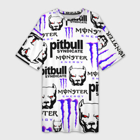 Платье-футболка 3D с принтом PITBULL SYNDICATE X MONSTER в Новосибирске,  |  | games | monster energy | pitbull syndicate | игры | питбудь синдикат | питбуль | разработчик игр | собака | энергетик. | эрик давидыч