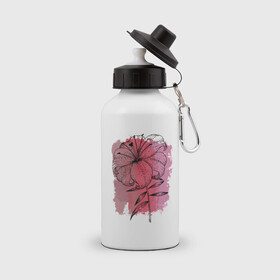 Бутылка спортивная с принтом Восточная лилия в Новосибирске, металл | емкость — 500 мл, в комплекте две пластиковые крышки и карабин для крепления | графика | красный | лилия | природа | розовый | цветы