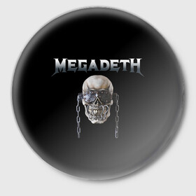 Значок с принтом Megadeth в Новосибирске,  металл | круглая форма, металлическая застежка в виде булавки | megadeth | rock | trash metal | мега | мегадетх | метал | рок