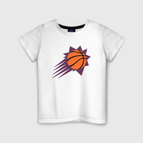 Детская футболка хлопок с принтом Suns Basket в Новосибирске, 100% хлопок | круглый вырез горловины, полуприлегающий силуэт, длина до линии бедер | Тематика изображения на принте: basketball | mvp | nba | phoenix | sport | streetball | suns | аризона | баскетбол | игра | крис пол | мяч | нба | санс | спорт | стритбол | тренер | финикс | чемпион