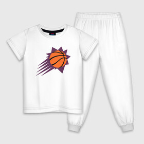 Детская пижама хлопок с принтом Suns Basket в Новосибирске, 100% хлопок |  брюки и футболка прямого кроя, без карманов, на брюках мягкая резинка на поясе и по низу штанин
 | Тематика изображения на принте: basketball | mvp | nba | phoenix | sport | streetball | suns | аризона | баскетбол | игра | крис пол | мяч | нба | санс | спорт | стритбол | тренер | финикс | чемпион