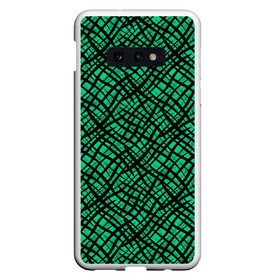 Чехол для Samsung S10E с принтом Абстрактный зелено-черный узор в Новосибирске, Силикон | Область печати: задняя сторона чехла, без боковых панелей | абстрактный | зеленый | креативный камуфляж | линии | молодежный | полосатый | черный