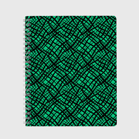 Тетрадь с принтом Абстрактный зелено-черный узор в Новосибирске, 100% бумага | 48 листов, плотность листов — 60 г/м2, плотность картонной обложки — 250 г/м2. Листы скреплены сбоку удобной пружинной спиралью. Уголки страниц и обложки скругленные. Цвет линий — светло-серый
 | абстрактный | зеленый | креативный камуфляж | линии | молодежный | полосатый | черный