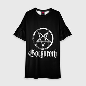 Детское платье 3D с принтом Gorgoroth в Новосибирске, 100% полиэстер | прямой силуэт, чуть расширенный к низу. Круглая горловина, на рукавах — воланы | Тематика изображения на принте: blackmetal | gorgoroth | metal | rock | блэк метал | горгоротх | группы | рок | роцк