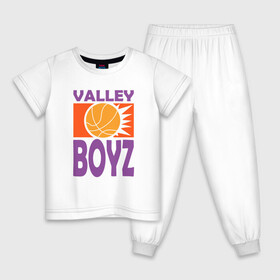 Детская пижама хлопок с принтом Valley Boyz в Новосибирске, 100% хлопок |  брюки и футболка прямого кроя, без карманов, на брюках мягкая резинка на поясе и по низу штанин
 | basketball | mvp | nba | phoenix | sport | streetball | suns | аризона | баскетбол | игра | крис пол | мяч | нба | санс | спорт | стритбол | тренер | финикс | чемпион