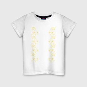 Детская футболка хлопок с принтом Золотые бутоны в Новосибирске, 100% хлопок | круглый вырез горловины, полуприлегающий силуэт, длина до линии бедер | вензеля | золотые бутоны | симметрия | узор | цветы