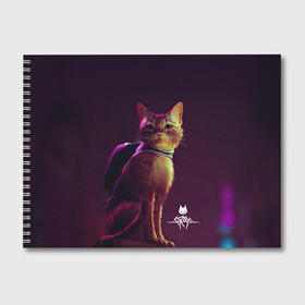 Альбом для рисования с принтом Stray Game 2021 в Новосибирске, 100% бумага
 | матовая бумага, плотность 200 мг. | 2021 | cat | cyberpunk | game | stray | бродилка | бродить | бродячий | киберпанк | кот | стрей | стрэй