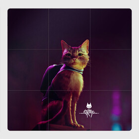 Магнитный плакат 3Х3 с принтом Stray Game 2021 в Новосибирске, Полимерный материал с магнитным слоем | 9 деталей размером 9*9 см | Тематика изображения на принте: 2021 | cat | cyberpunk | game | stray | бродилка | бродить | бродячий | киберпанк | кот | стрей | стрэй