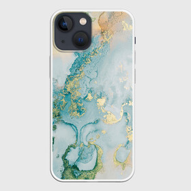 Чехол для iPhone 13 mini с принтом Абстрактный мрамор в Новосибирске,  |  | абстракция | волна | золото | море | мрамор