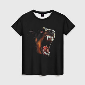 Женская футболка 3D с принтом РОТВЕЙЛЕР в Новосибирске, 100% полиэфир ( синтетическое хлопкоподобное полотно) | прямой крой, круглый вырез горловины, длина до линии бедер | animal | dog | evil | fury | домашние | животные | звери | злой | зубы | клыки | пасть | пес | ротвейлер | собака | ярость