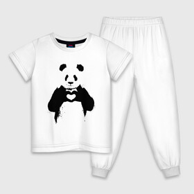 Детская пижама хлопок с принтом ПАНДА ЛАЙК / ЛЮБОВЬ / PANDA LOVE в Новосибирске, 100% хлопок |  брюки и футболка прямого кроя, без карманов, на брюках мягкая резинка на поясе и по низу штанин
 | Тематика изображения на принте: heart | like | likes | love | paints | panda | брызги | животные | звери | краски | лайк | лайки | любовь | панда | сердечко | чб | чёрно белое
