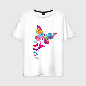 Женская футболка хлопок Oversize с принтом Такие как моя душа в Новосибирске, 100% хлопок | свободный крой, круглый ворот, спущенный рукав, длина до линии бедер
 | бабочки | крылатые | крылья | насекомые | палитра красок | такие как моя душа