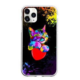 Чехол для iPhone 11 Pro Max матовый с принтом РАДУЖНЫЙ КОТИК / RAINBOW KITTY в Новосибирске, Силикон |  | Тематика изображения на принте: heart | kitty | like | low poly | rainbow | животные | звери | котик | лайк | радуга | радужный котик | сердечко | цветные