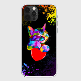 Чехол для iPhone 12 Pro Max с принтом РАДУЖНЫЙ КОТИК / RAINBOW KITTY в Новосибирске, Силикон |  | heart | kitty | like | low poly | rainbow | животные | звери | котик | лайк | радуга | радужный котик | сердечко | цветные