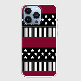Чехол для iPhone 13 Pro с принтом Бордово черный узор полосатый в Новосибирске,  |  | бордовый и черный | звезды | комбинированный | полосатый | полосатый узор | пэчворк | черный