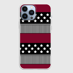 Чехол для iPhone 13 Pro Max с принтом Бордово черный узор полосатый в Новосибирске,  |  | бордовый и черный | звезды | комбинированный | полосатый | полосатый узор | пэчворк | черный
