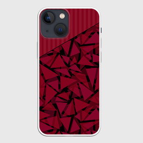 Чехол для iPhone 13 mini с принтом Красный комбинированный узор в Новосибирске,  |  | абстрактный | в полоску | геометрический | красный | полосатый | современный