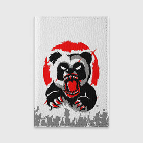 Обложка для паспорта матовая кожа с принтом Злая Кровавая Панда в Новосибирске, натуральная матовая кожа | размер 19,3 х 13,7 см; прозрачные пластиковые крепления | Тематика изображения на принте: animal | beast | blood | fire | monster | panda | животные | звери | зубы | кровь | монстр | огонь | панда | хищник