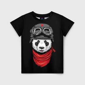 Детская футболка 3D с принтом Панда Танкист  в Новосибирске, 100% гипоаллергенный полиэфир | прямой крой, круглый вырез горловины, длина до линии бедер, чуть спущенное плечо, ткань немного тянется | animal | funny | panda | военный | животные | звери | милые | очки | панда | прикол | хипстер